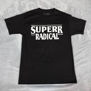 Superrradical Stranger Things Parody Glow In The Dark T Shirt Mens Medium Black